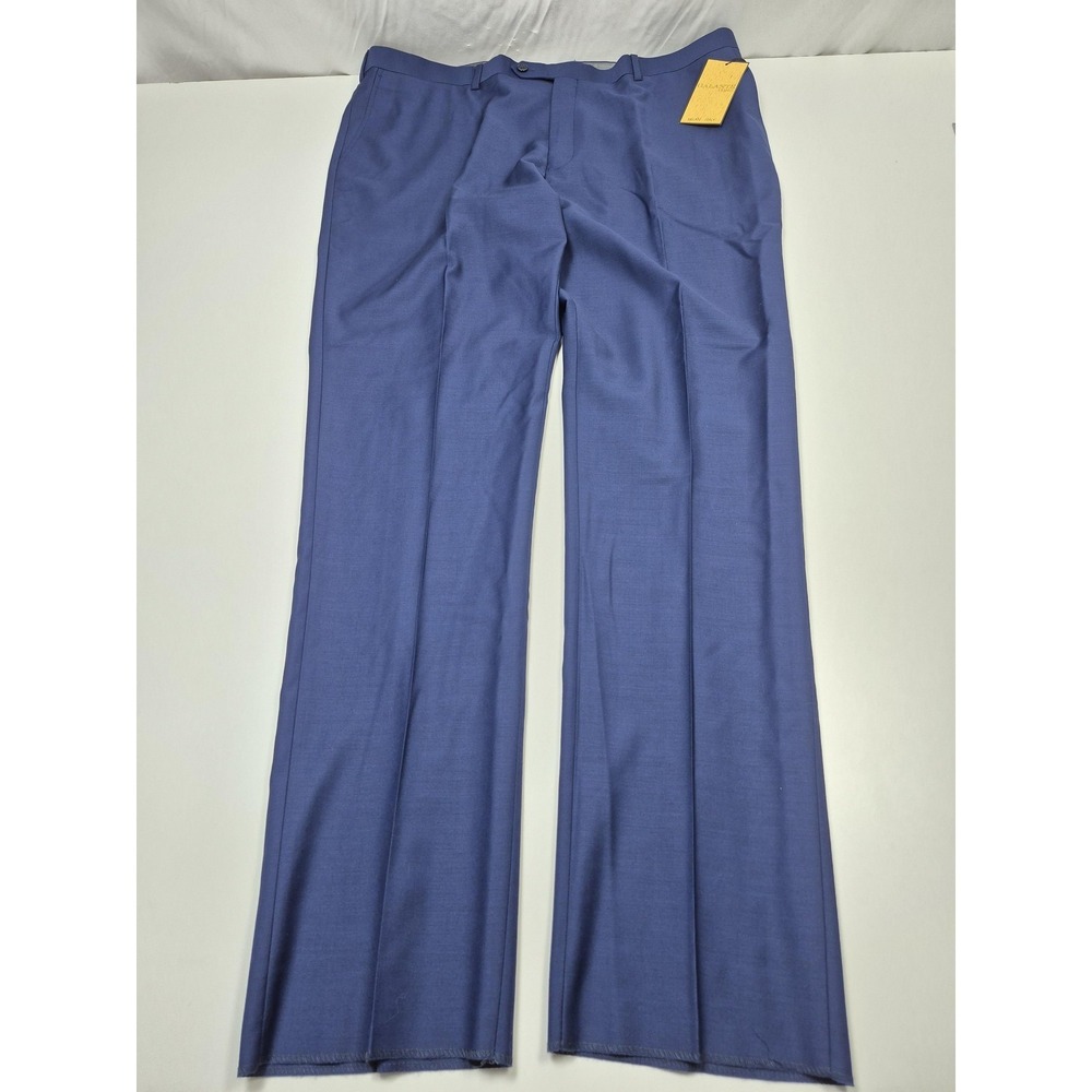 Galante Dress Pants Mens 44x36 Blue Wool Flat Front Straight Italy Unhemmed NWT